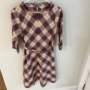 L.L. Bean Vintage Plaid Cotton Silk Blend Belted Preppy Dress - Size 4